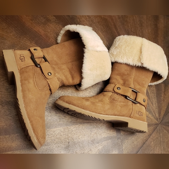 UGG Braiden Boots In Chestnut Womens Size 8 - Picture 2 of 15